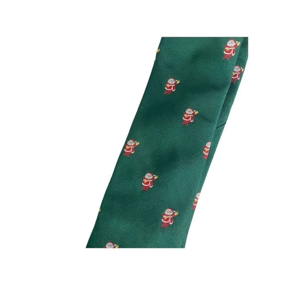 Harley Shoemaker Christmas Necktie‎ Santa Tie Green Holiday